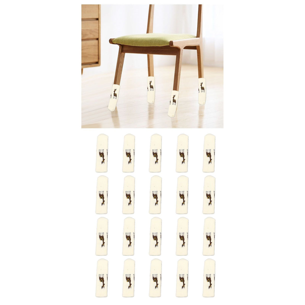 20Pcs Chair Leg Floor Protectors Furniture Socks Knitting Double Thickening Elastic Chair Leg Protectors Fits All Leg Shapes