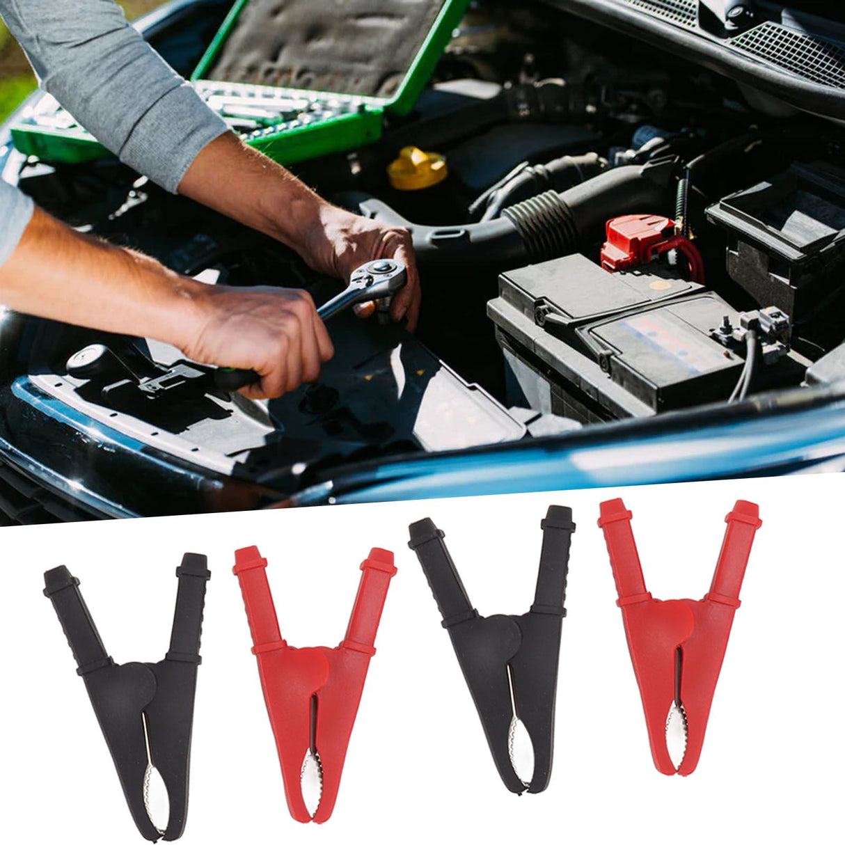 4Pcs Crocodile Clamps Good Conductivity Low Resistance Nickel Plated Crocodile Clips for Car School 1000V