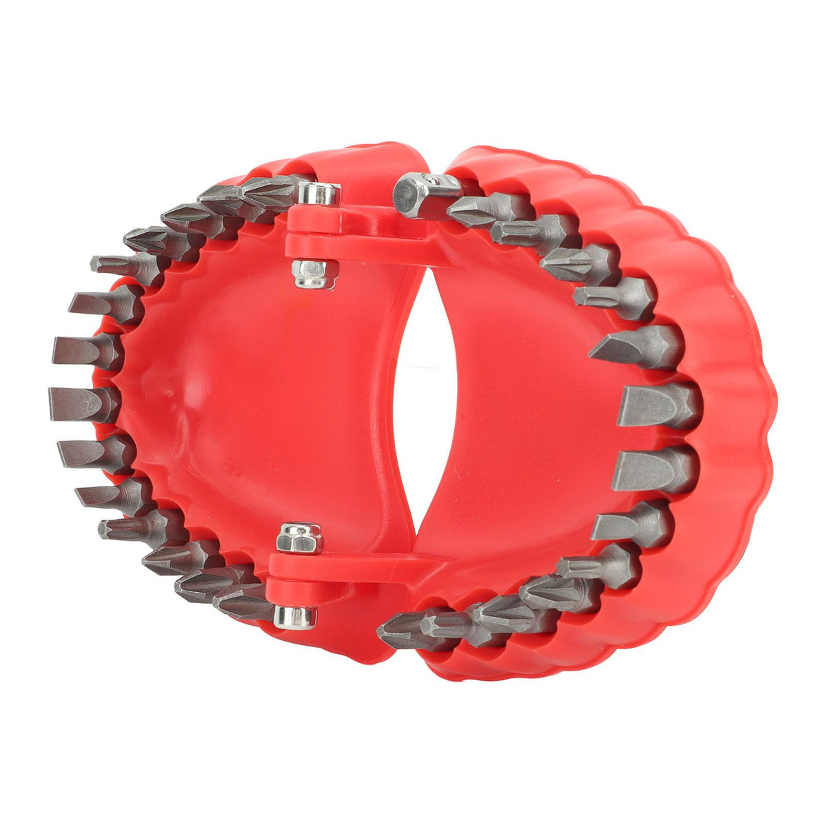 Denture Drill Bit Holder Denture Screwdriver Organizer 3D Sculpture Desk Decor 28 Holes Red With Bits