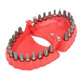 Denture Drill Bit Holder Denture Screwdriver Organizer 3D Sculpture Desk Decor 28 Holes Red With Bits - Close-Up Angle
