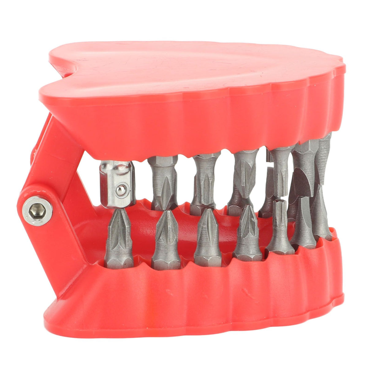 Denture Drill Bit Holder Denture Screwdriver Organizer 3D Sculpture Desk Decor 28 Holes Red With Bits