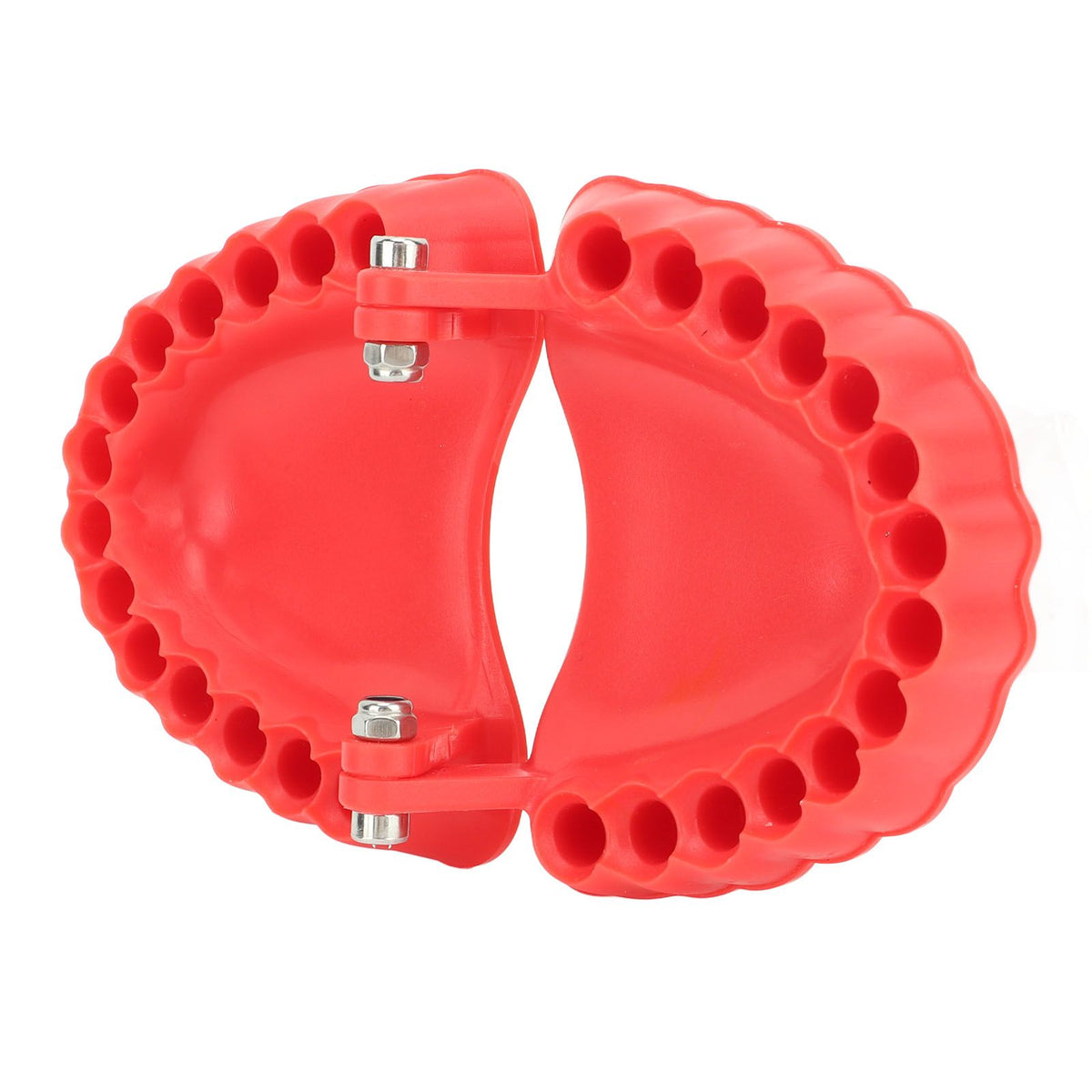 Denture Drill Bit Holder Denture Screwdriver Organizer 3D Sculpture Desk Decor 28 Holes Red Without Bits