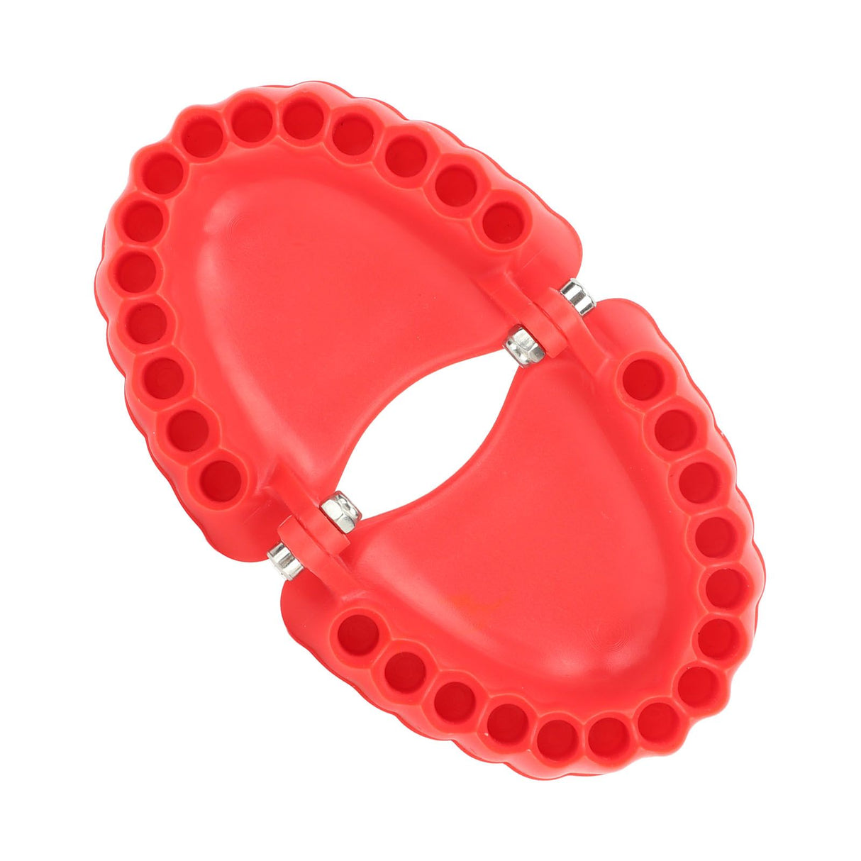 Denture Drill Bit Holder Denture Screwdriver Organizer 3D Sculpture Desk Decor 28 Holes Red Without Bits