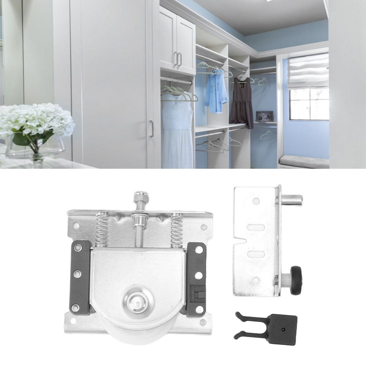 Wardrobe Pulley Furniture Roller Wheels Anti Derailment Cam Door Shifter Pulley for Closet Doors Cabinet Doors Large