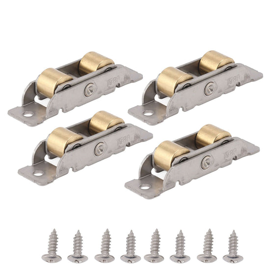 4 Set Sliding Patio Door Rollers Replacement Sliding Door Roller Assembly 88 Type Bearing for Home and Office Double Copper Flat Wheel