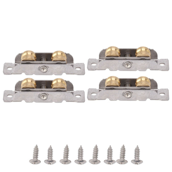 4 Set Sliding Patio Door Rollers Replacement Sliding Door Roller Assembly 88 Type Bearing for Home and Office Double Copper Concave Wheel