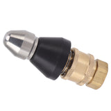G1/4 Sewer Pipe Cleaning Nozzle Stainless Steel Durable G3/8 Female Thread Adapter Pressure Sewer Jetter Nozzle - Top-Down View