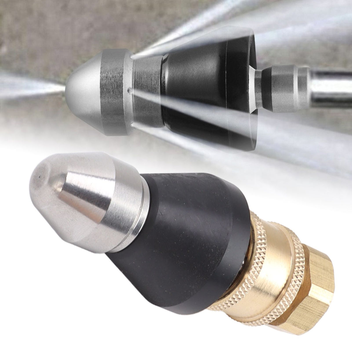 G1/4 Sewer Pipe Cleaning Nozzle Stainless Steel Durable G3/8 Female Thread Adapter Pressure Sewer Jetter Nozzle