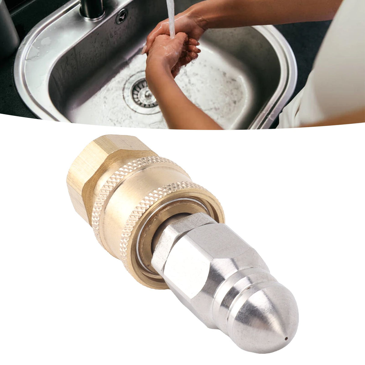 Compact Sewer Nozzle G1/4 Quick Insert Drain Hose Nozzle Pressure Washer Nozzle Fittings Sewer for Internal Thread G3/8