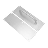 Pull Push Door Plate Handle with Screws 304 Stainless Steel White Oval Handle for Offices Hotels Restaurants - Rear View