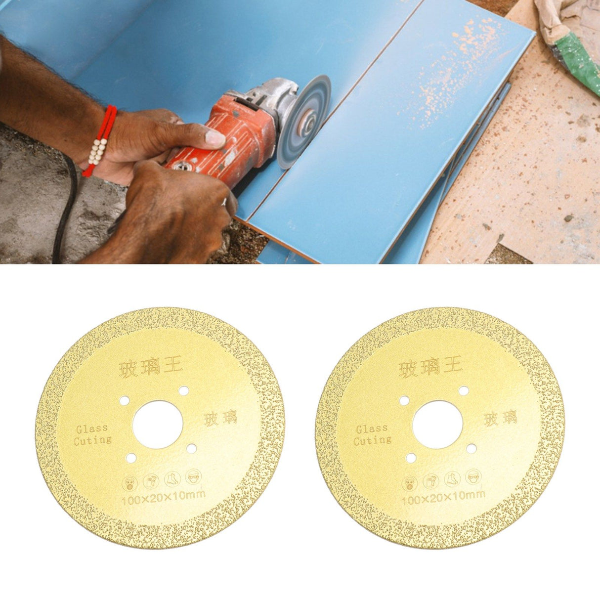 2Pcs Cutting Saw Blade 100mm Diamond Ceramic Saw Blade Porcelain Cutting Blade for Angle Grinder Cutting Machine 100x10mm / 3.9x0.4in