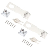 2PCS Keyed Hasp Locks 201 Stainless Steel Zinc Alloy Twist Knob Catch Latch Safety Lock for Cabinets Doors Silver - Front View