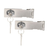 2PCS Keyed Hasp Locks 201 Stainless Steel Zinc Alloy Twist Knob Catch Latch Safety Lock for Cabinets Doors Silver - Side View