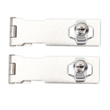 2PCS Keyed Hasp Locks 201 Stainless Steel Zinc Alloy Twist Knob Catch Latch Safety Lock for Cabinets Doors Silver - Low Angle