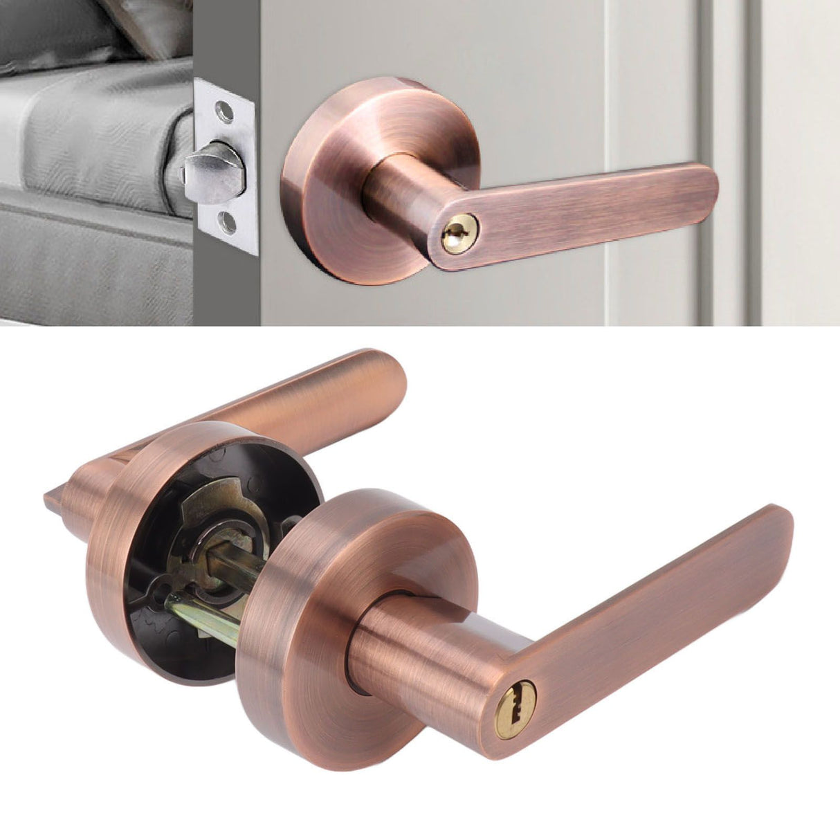 Passage Door Lever Set Aluminum Alloy Simple Modern Door Entry Lever Lock for Hallway Closet