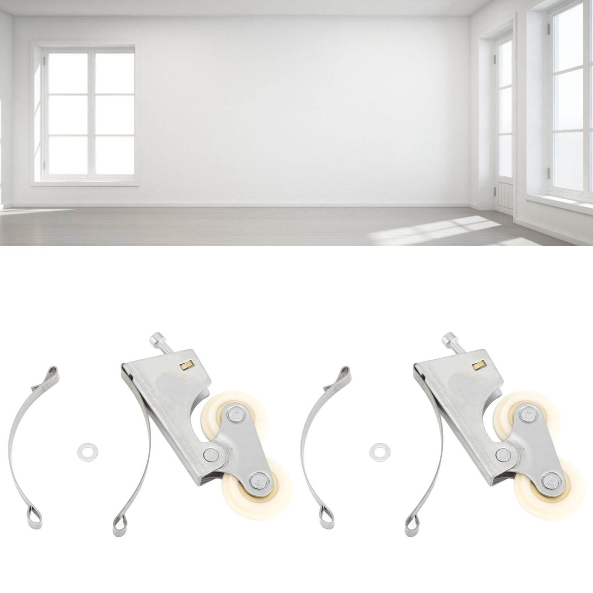 2PCS Wardrobe Pulley Stainless Steel Sliding Door Roller Wheels Waterproof Copper Core for Closet Cabinet Furniture Bathroom Convex