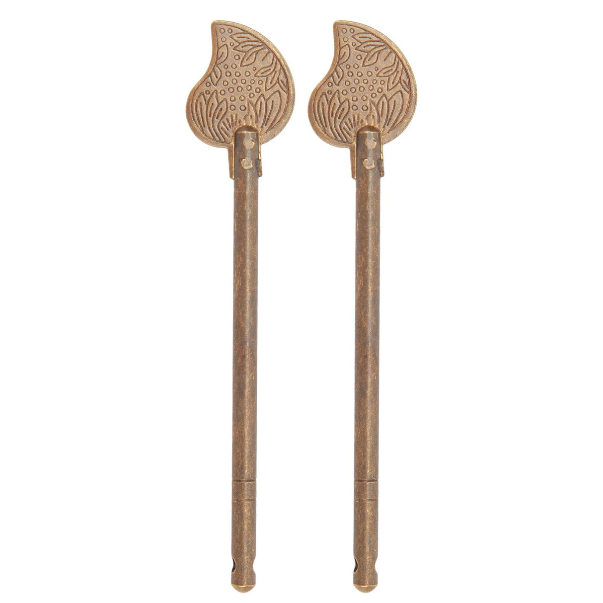 2 Pcs Door Latch Locking Pin 11cm Leaf Shape Retro Style Brass Cabinet Key Latch Bolt Locking Pin