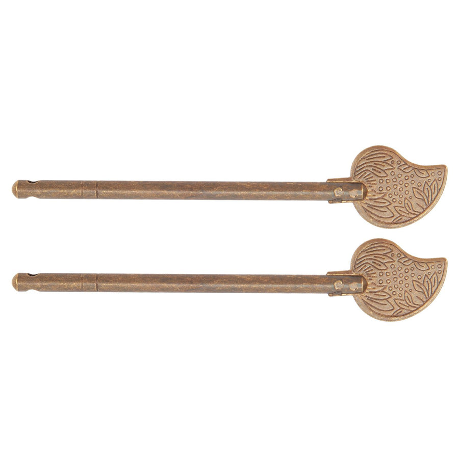 2 Pcs Door Latch Locking Pin 11cm Leaf Shape Retro Style Brass Cabinet Key Latch Bolt Locking Pin