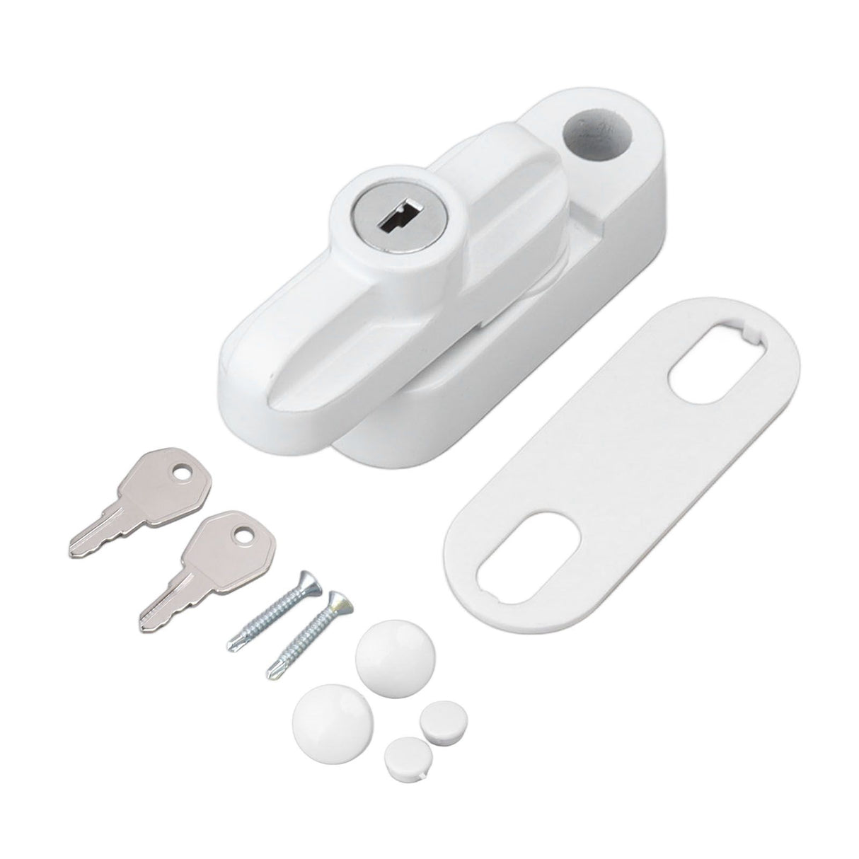 External Window Lock Catch Aluminum Alloy Anti Theft Flat Window Buckle Lock for Single Double Windows White