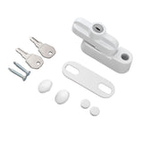 External Window Lock Catch Aluminum Alloy Anti Theft Flat Window Buckle Lock for Single Double Windows White - Front View