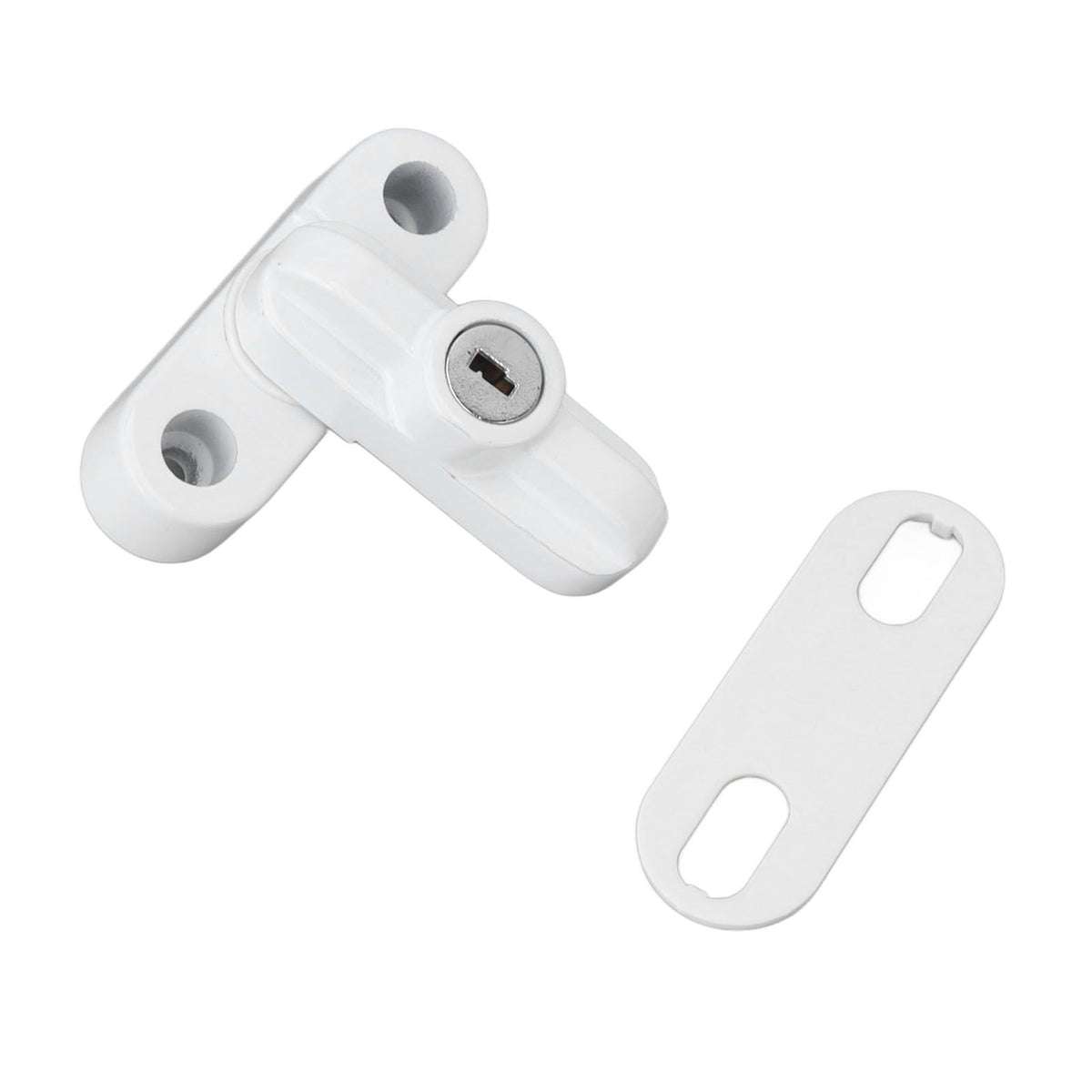 External Window Lock Catch Aluminum Alloy Anti Theft Flat Window Buckle Lock for Single Double Windows White