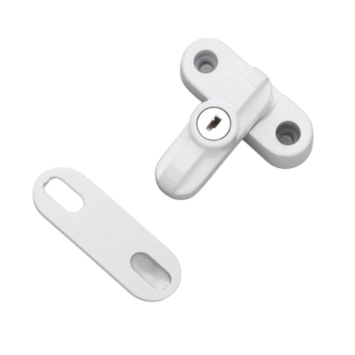 External Window Lock Catch Aluminum Alloy Anti Theft Flat Window Buckle Lock for Single Double Windows White