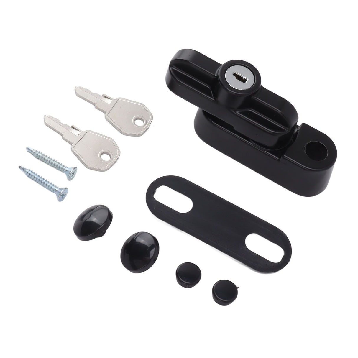 External Window Lock Catch Aluminum Alloy Anti Theft Flat Window Buckle Lock for Single Double Windows Black