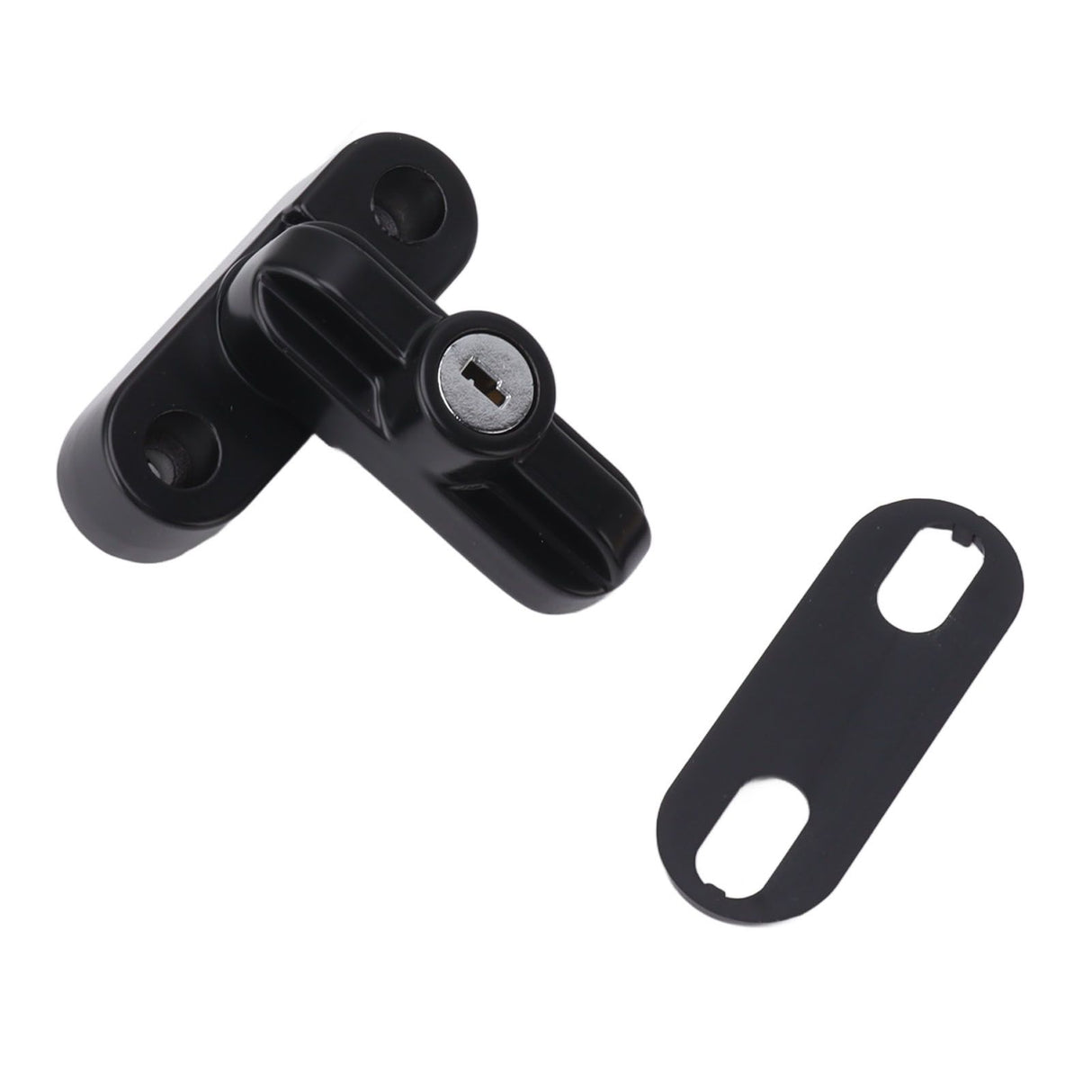 External Window Lock Catch Aluminum Alloy Anti Theft Flat Window Buckle Lock for Single Double Windows Black