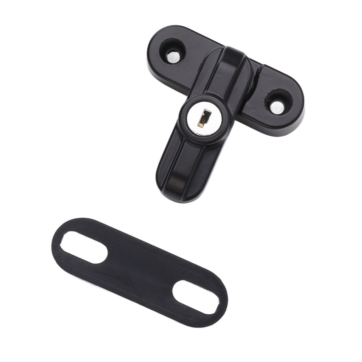 External Window Lock Catch Aluminum Alloy Anti Theft Flat Window Buckle Lock for Single Double Windows Black