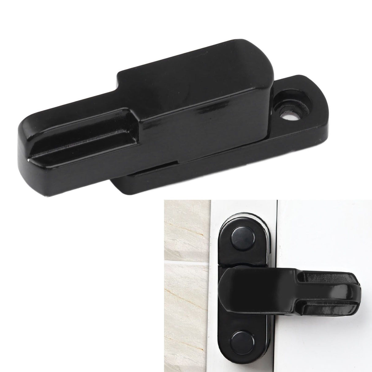 Window Latch Sash Lock Aluminum Alloy Anti Theft T Type Universal Child Proof Safety Lock for Home Security Black