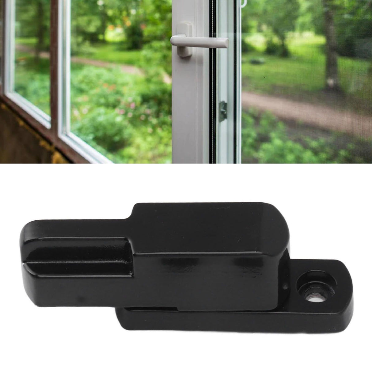 Window Latch Sash Lock Aluminum Alloy Anti Theft T Type Universal Child Proof Safety Lock for Home Security Black