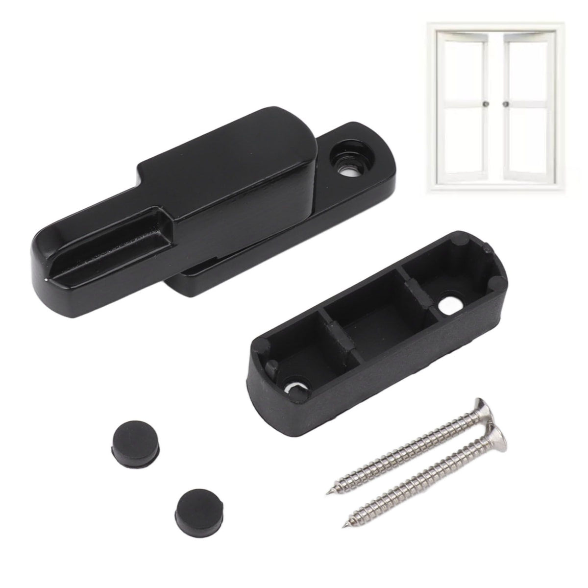 Window Sash Lock Aluminum Alloy T Type Sliding Window Latch Child Proof Safety Lock for Home Security Black