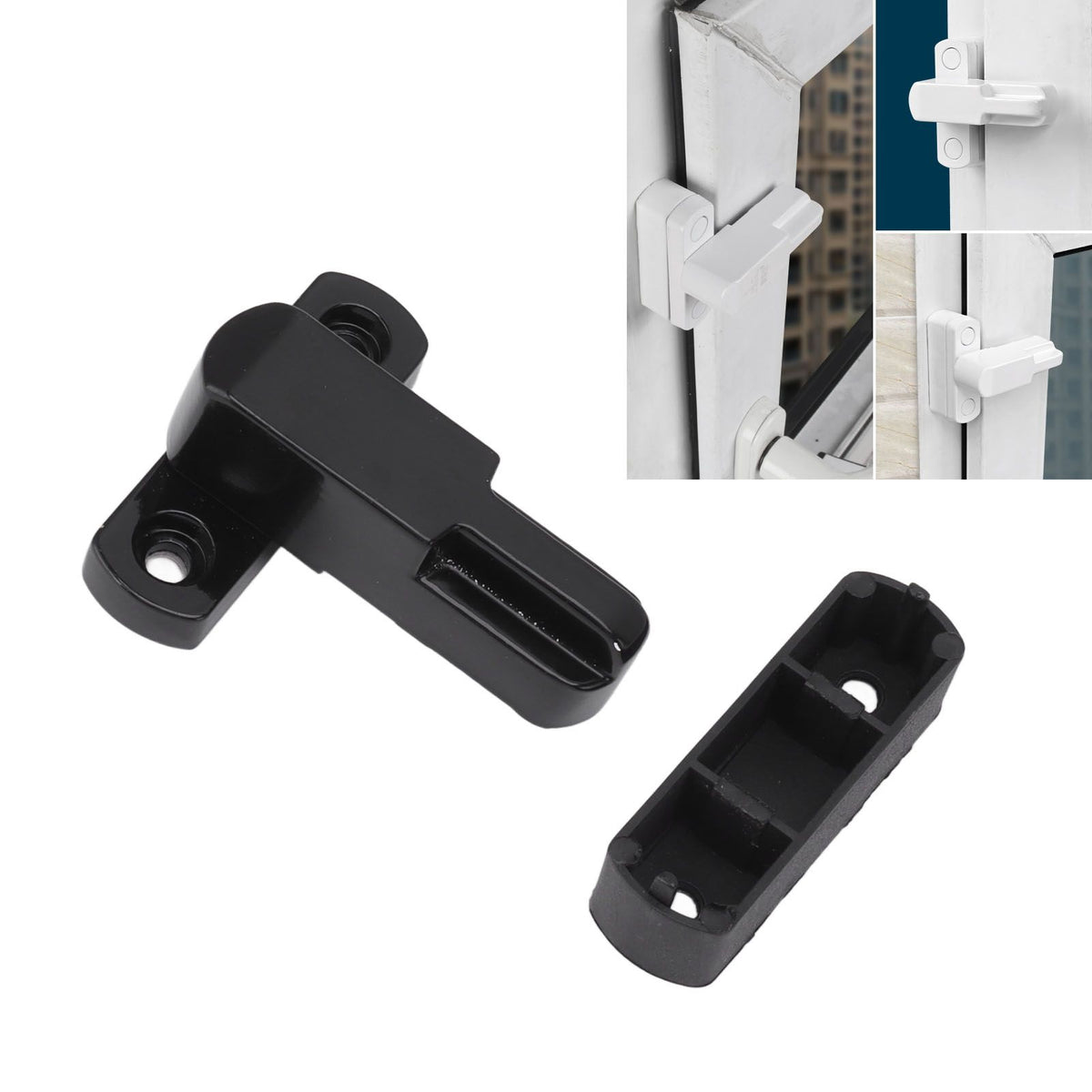 Window Sash Lock Aluminum Alloy T Type Sliding Window Latch Child Proof Safety Lock for Home Security Black