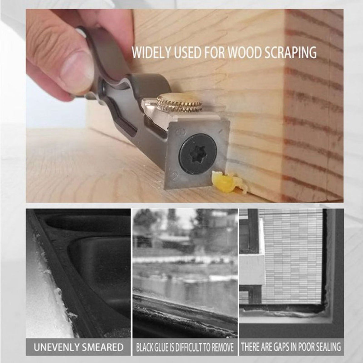 Wood Carbide Insert Scraper Aluminum Alloy Glue Scraper Remover for Woodworking Cleaning Degumming Tools