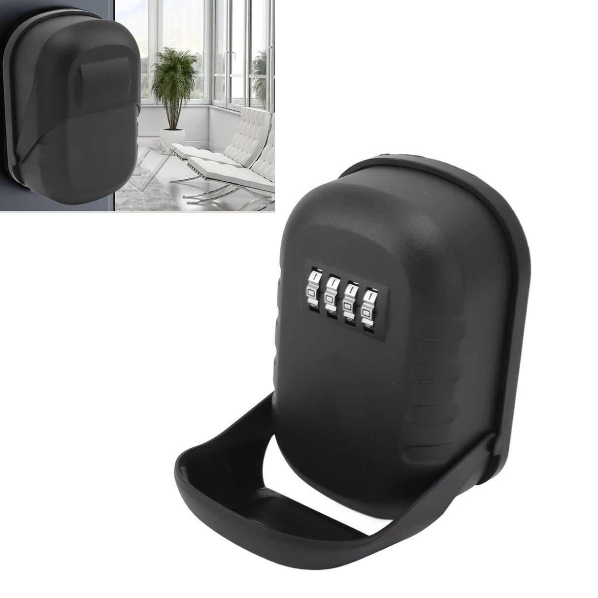 Key Lock Box Safe Security Wall Mounted Waterproof Password Combination Lock Storage Box for House Key Matte Black