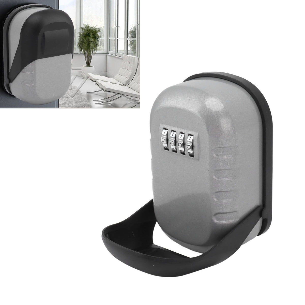 Key Lock Box Safe Security Wall Mounted Waterproof Password Combination Lock Storage Box for House Key Flash Silver