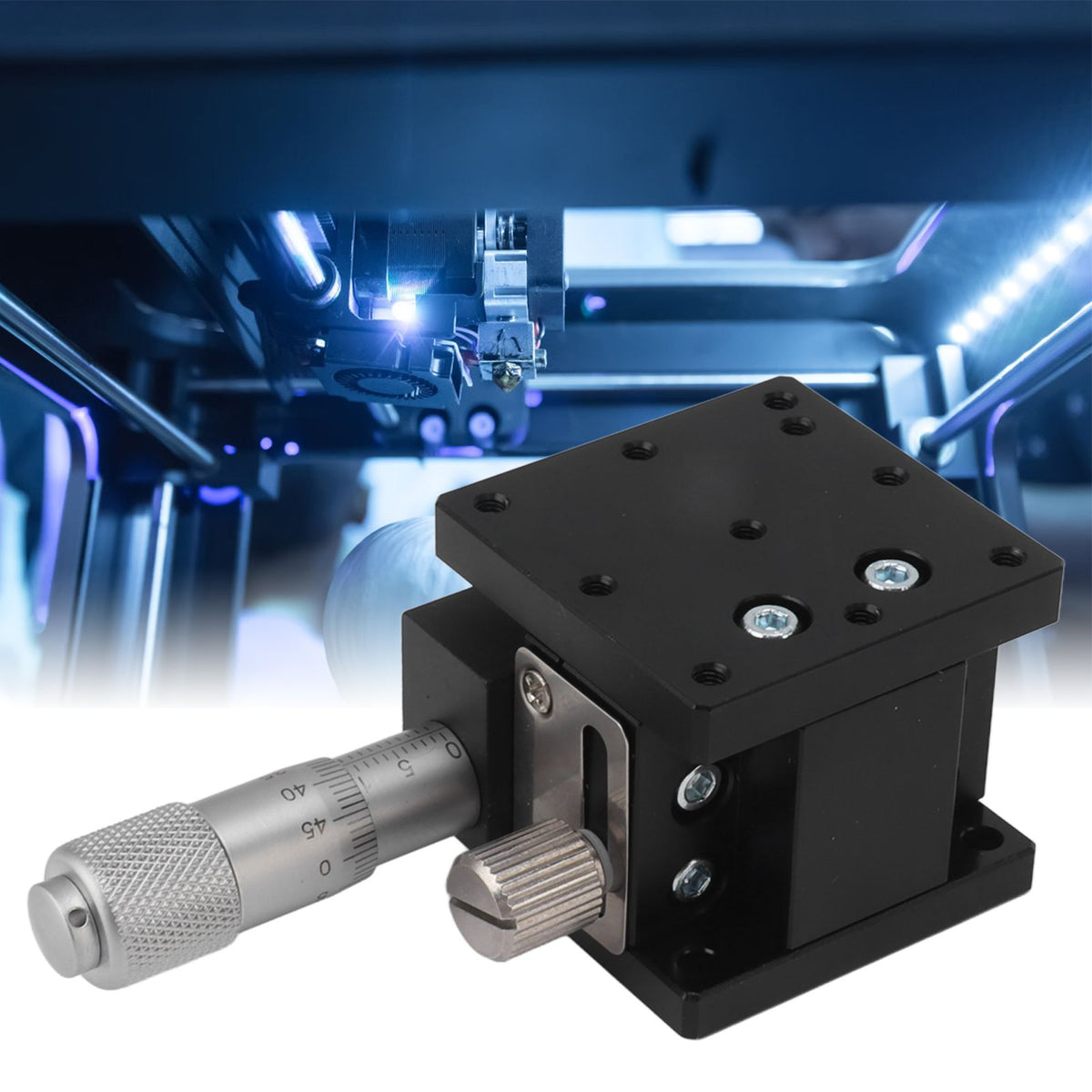 Manual Linear Stage Aluminum Alloy Z Axes Slide Table 19.6N Bearing for Alignment Positioning