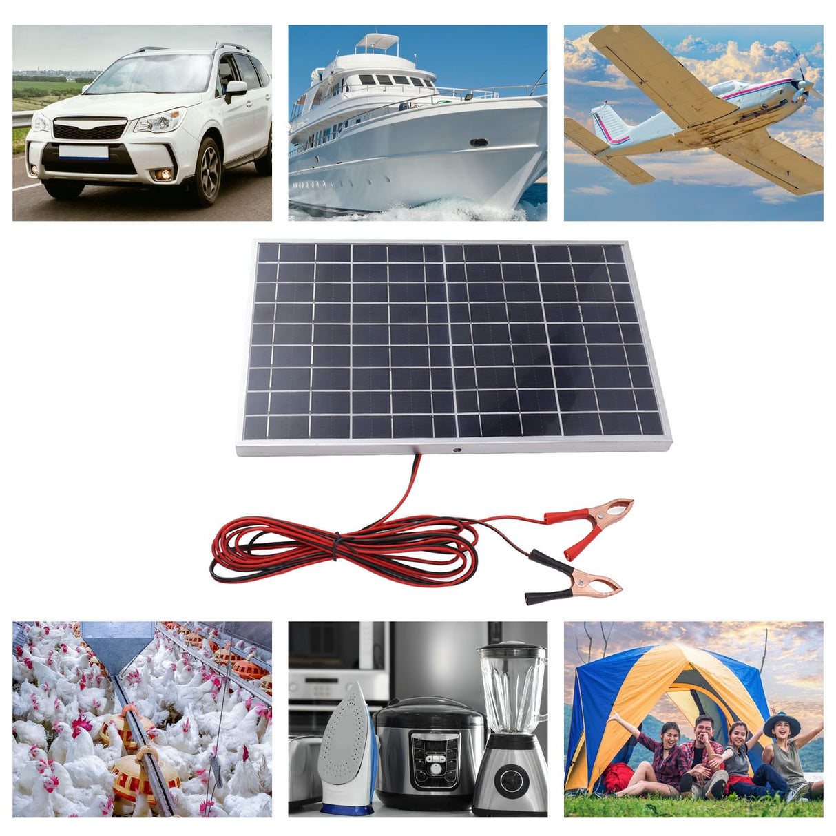 Solar Panel 15W 18V High Efficiency Polycrystalline Solar Panel Kit with Clip for Car RV Marine Charging