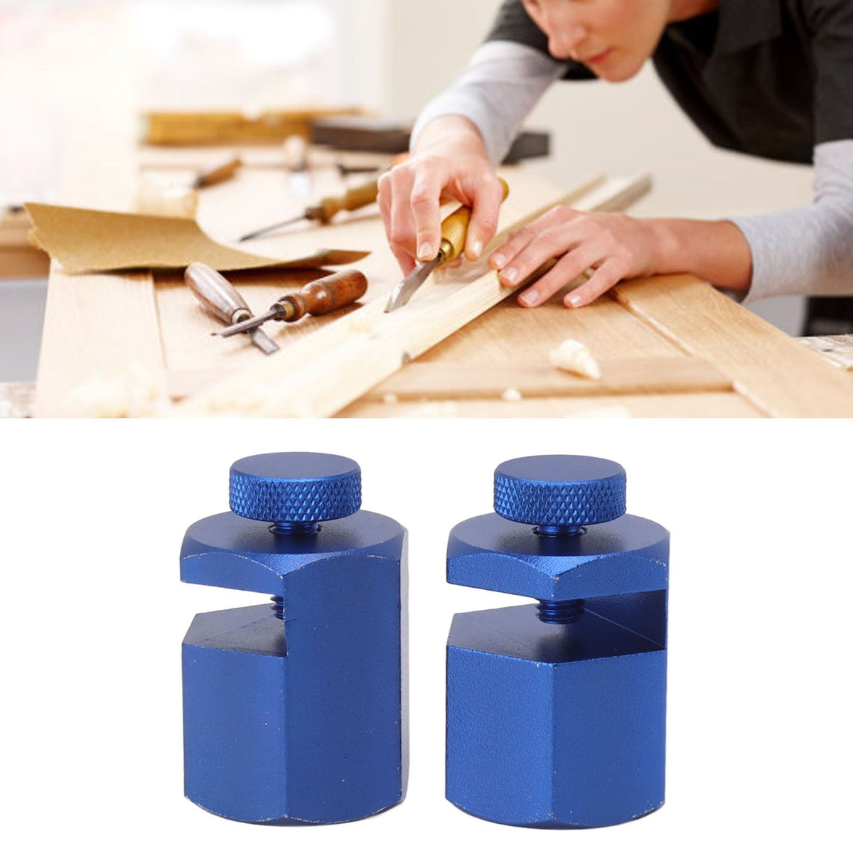 2PCS Stair Guages Knobs Aluminium Alloy Stair Stringer Layout Tool for Framing Square Carpentry Rafter Blue