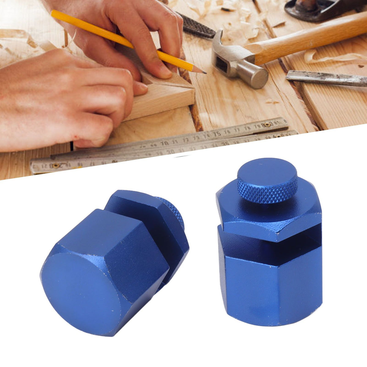2PCS Stair Guages Knobs Aluminium Alloy Stair Stringer Layout Tool for Framing Square Carpentry Rafter Blue