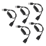 5PCS ON Off Switch Male to Female Cable 2 Pin PVC USB Extension Cable with B utton for Driving Recorder LED Lights Black