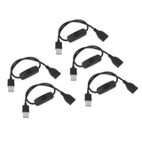 5PCS ON Off Switch Male to Female Cable 2 Pin PVC USB Extension Cable with B utton for Driving Recorder LED Lights Black - Rear View