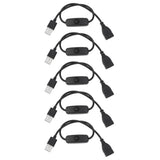 5PCS ON Off Switch Male to Female Cable 2 Pin PVC USB Extension Cable with B utton for Driving Recorder LED Lights Black - Low Angle