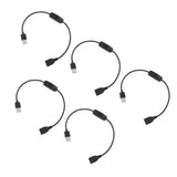 5PCS ON Off Switch Male to Female Cable 2 Pin PVC USB Extension Cable with B utton for Driving Recorder LED Lights Black - Extra Image