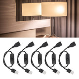 5PCS ON Off Switch Male to Female Cable 2 Pin PVC USB Extension Cable with B utton for Driving Recorder LED Lights Black