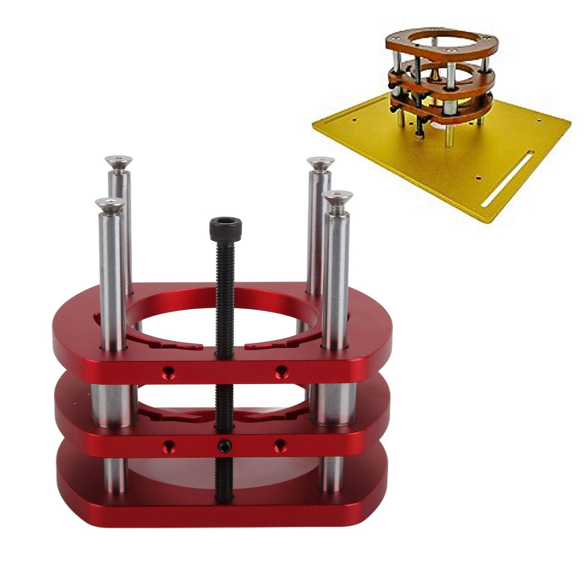 Router Lift Base Aluminum Alloy Router Table Saw Insert Plate Lifting System Base Kit for Small Trimming Machines