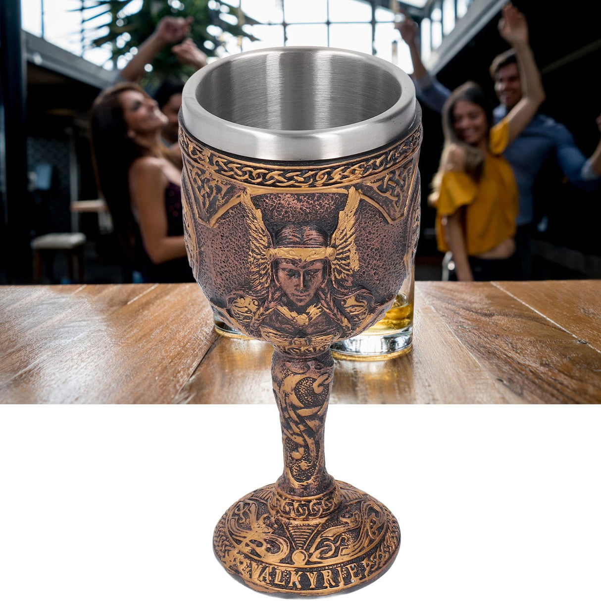 Nordic Wine Goblet Resin Shell Stainless Steel Unique Retro Beer Cup for Cocktails Whisky Red Wine