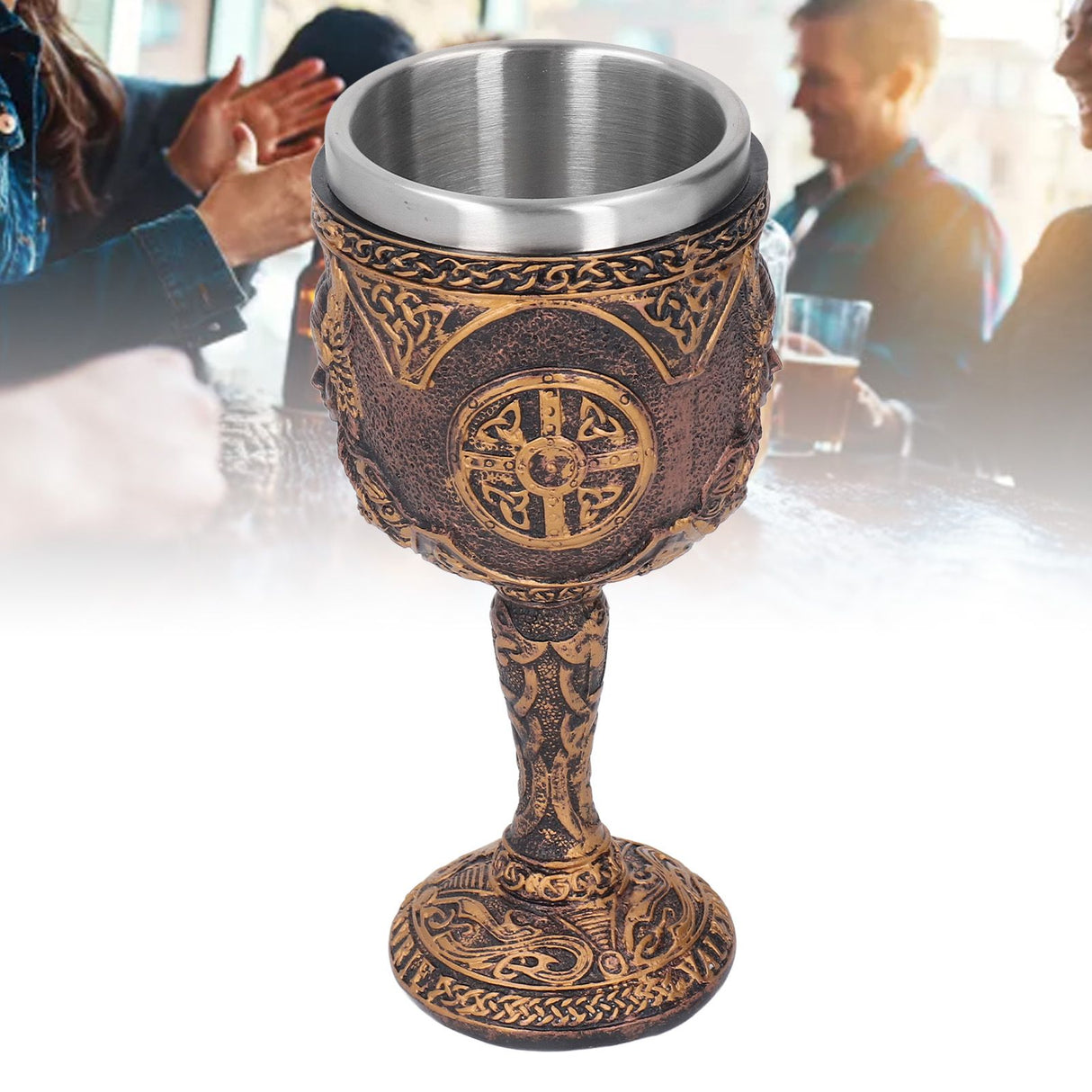 Nordic Wine Goblet Resin Shell Stainless Steel Unique Retro Beer Cup for Cocktails Whisky Red Wine