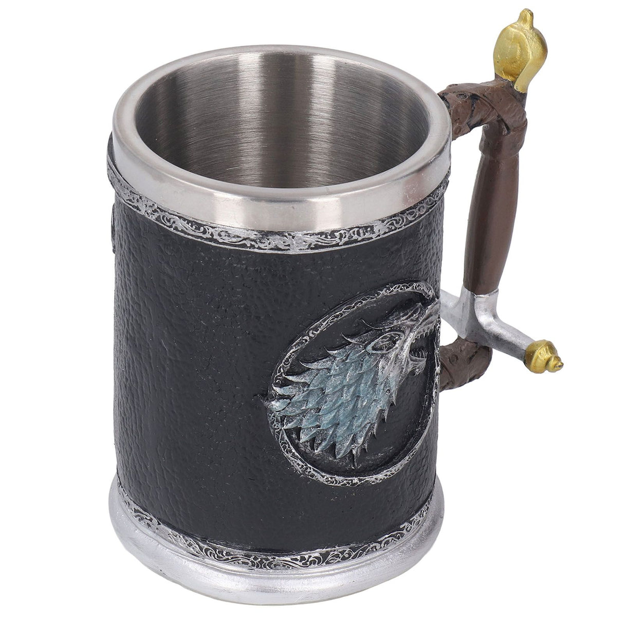 Stainless Steel Liner Mug Resin Decorative Hand Painted Beer Cup for Home Bar KTV Restaurant Large