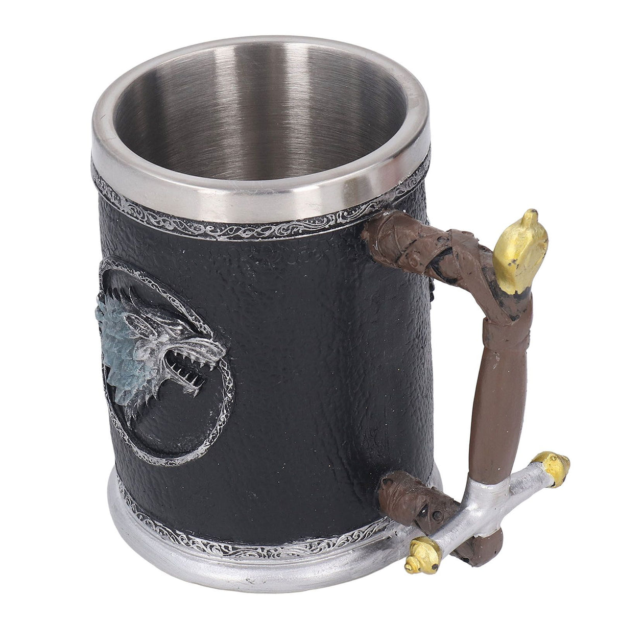 Stainless Steel Liner Mug Resin Decorative Hand Painted Beer Cup for Home Bar KTV Restaurant Large